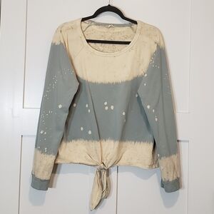 Hem & Thread Mint Pullover Sweatshirt Tie Dye Bleach Front Tie Size Large